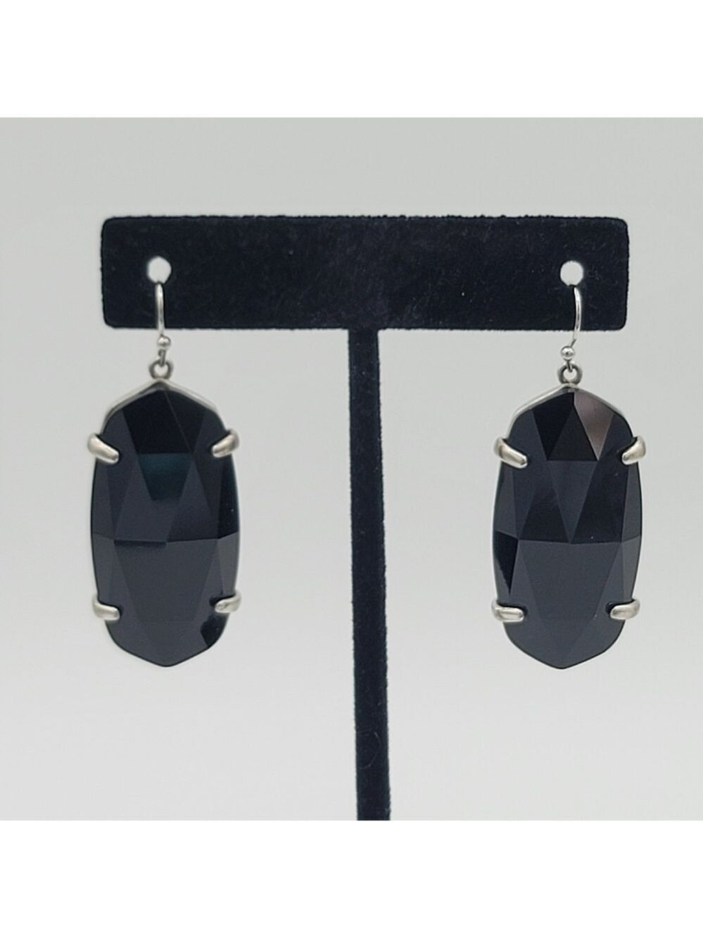Kendra Scott Esme Earrings Black Silver Tone #860 - Picture 7 of 9